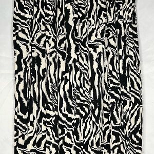 Alice Blue Boho Flowy Feminine Black and White Zebra-Print Midi Skirt